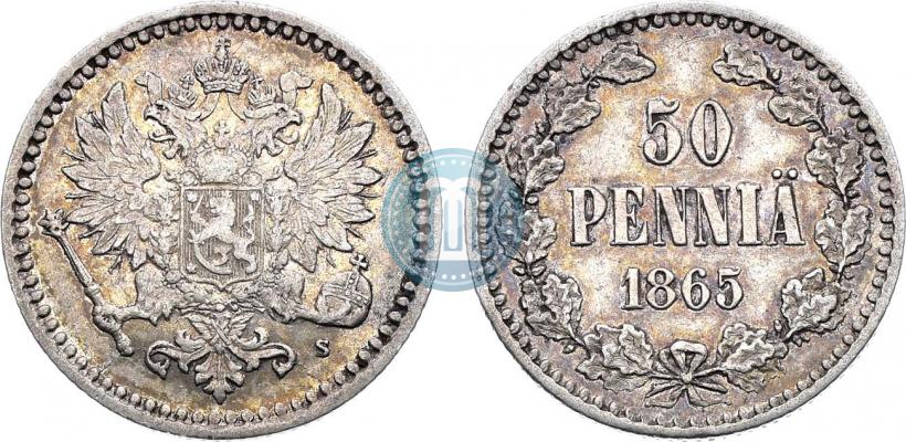 Фото 50 пенни 1865 года S 