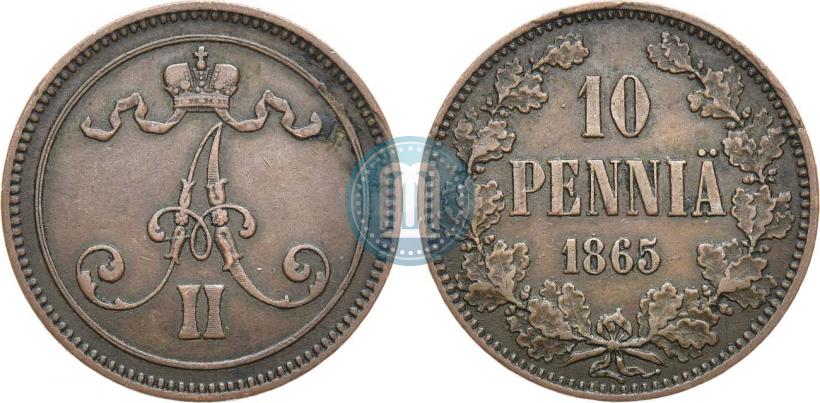 Picture 10 pennia 1865 year  