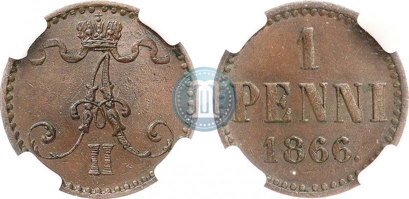 Фото 1 пенни 1866 года  