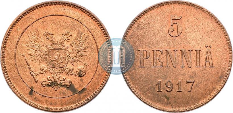 Picture 5 pennia 1917 year  
