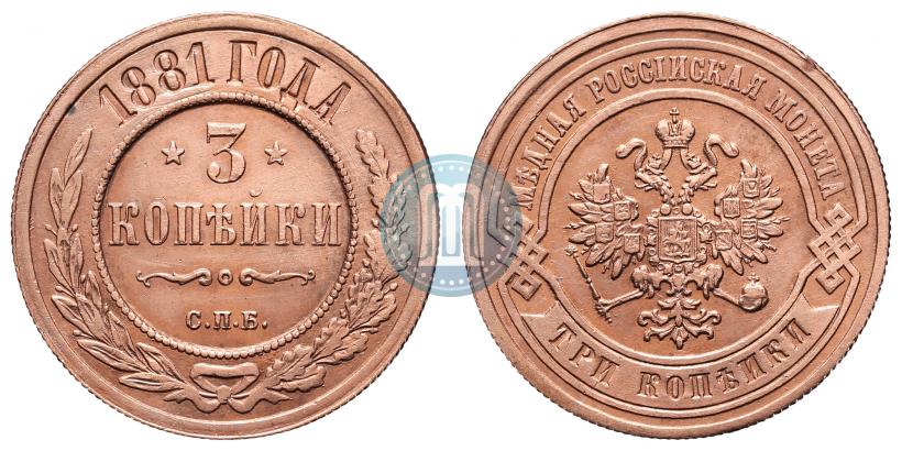 Фото 3 копейки 1881 года СПБ 