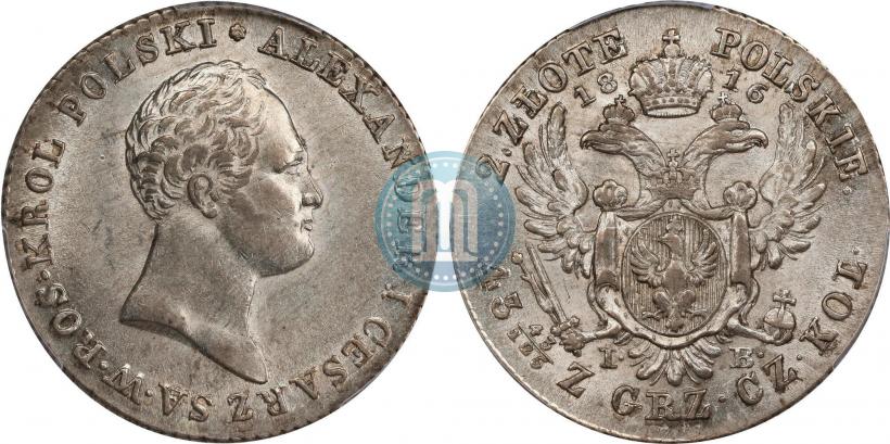 Фото 2 злотых 1816 года IB 