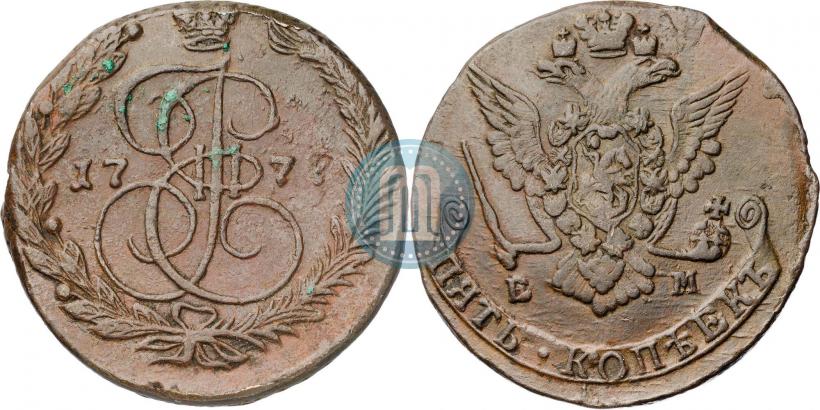 Picture 5 kopecks 1777 year ЕМ 