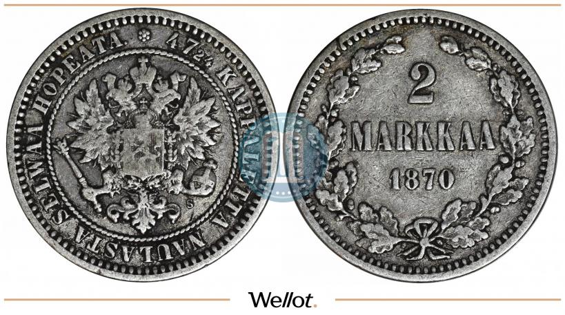 Picture 2 markkaa 1870 year S 