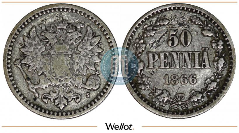 Фото 50 пенни 1866 года S 