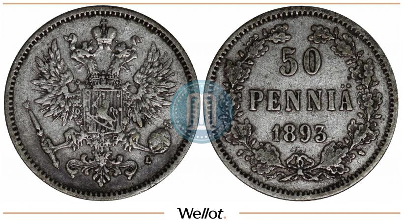 Picture 50 pennia 1893 year L 