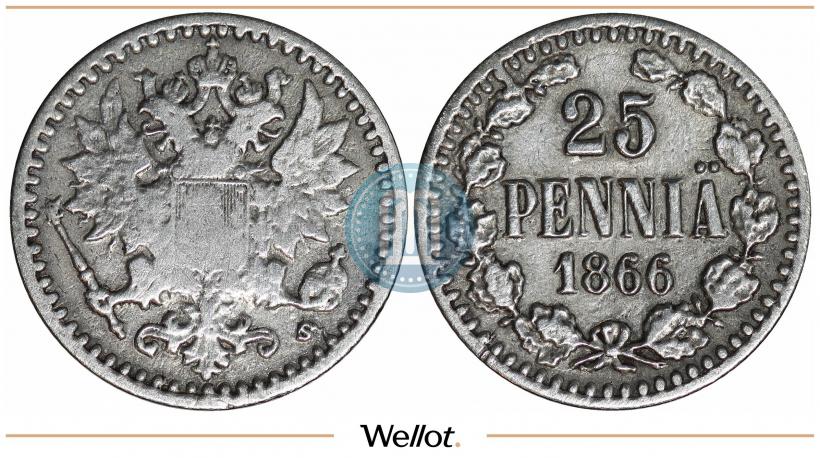 Picture 25 pennia 1866 year S 