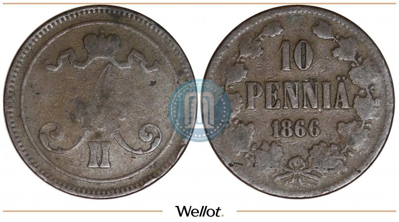 Picture 10 pennia 1866 year  