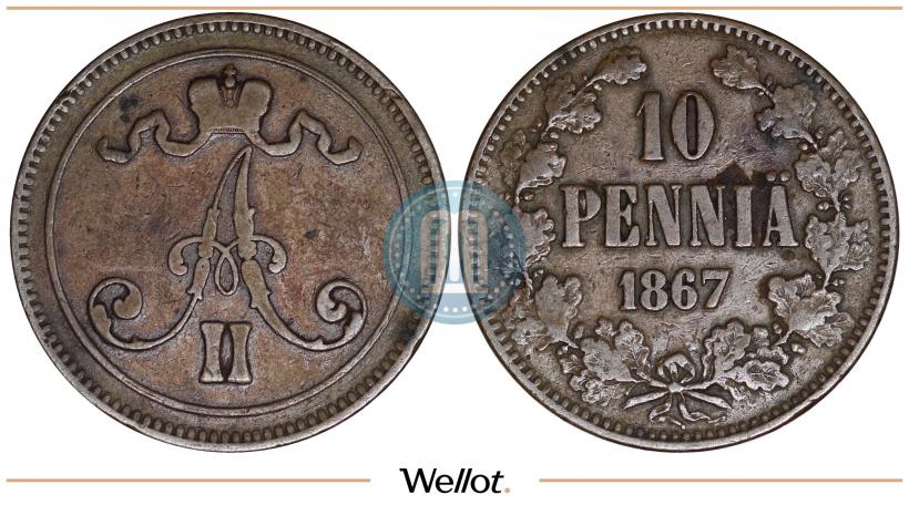 Фото 10 пенни 1867 года  
