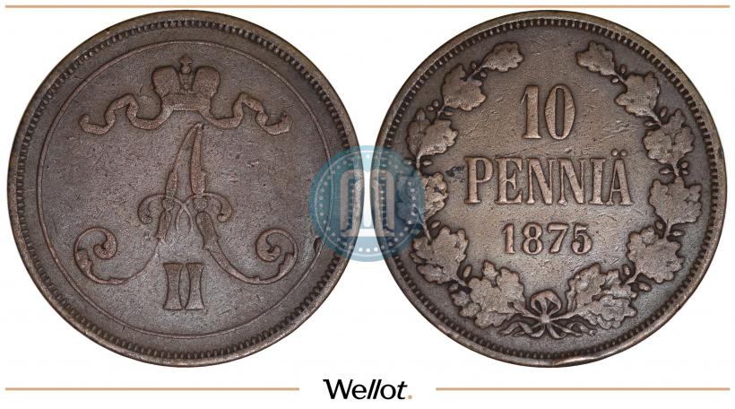 Фото 10 пенни 1875 года  
