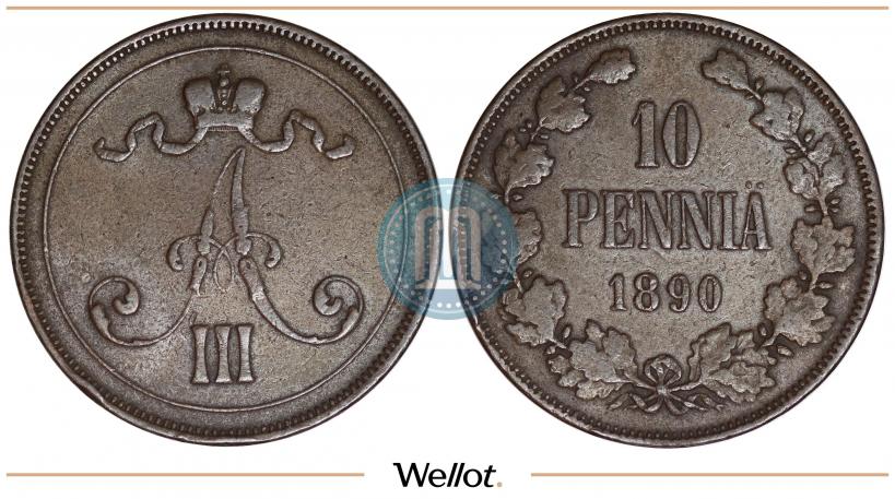 Picture 10 pennia 1890 year  