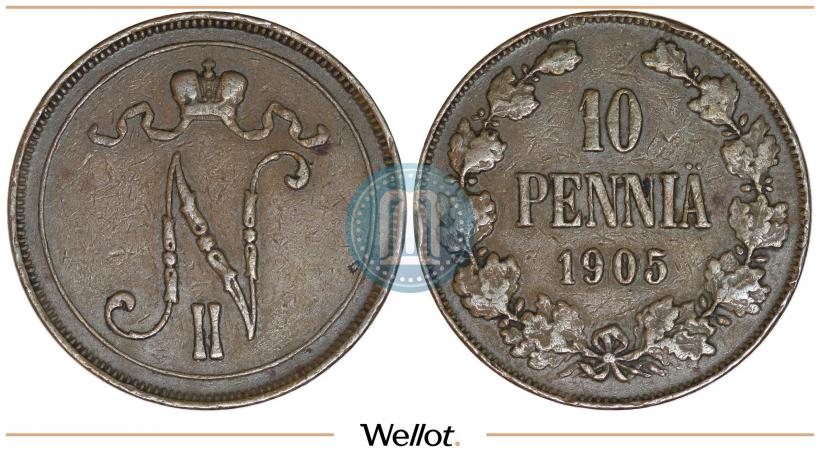 Фото 10 пенни 1905 года  