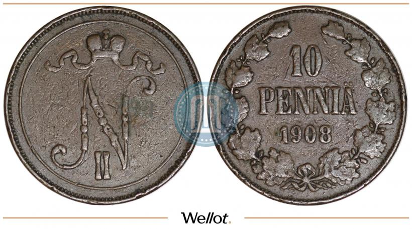 Фото 10 пенни 1908 года  