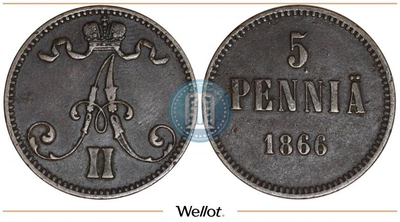 Фото 5 пенни 1866 года  