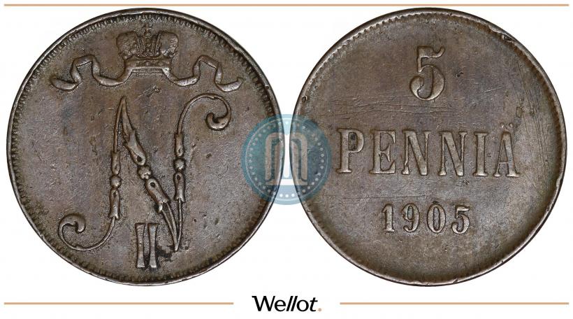 Фото 5 пенни 1905 года  