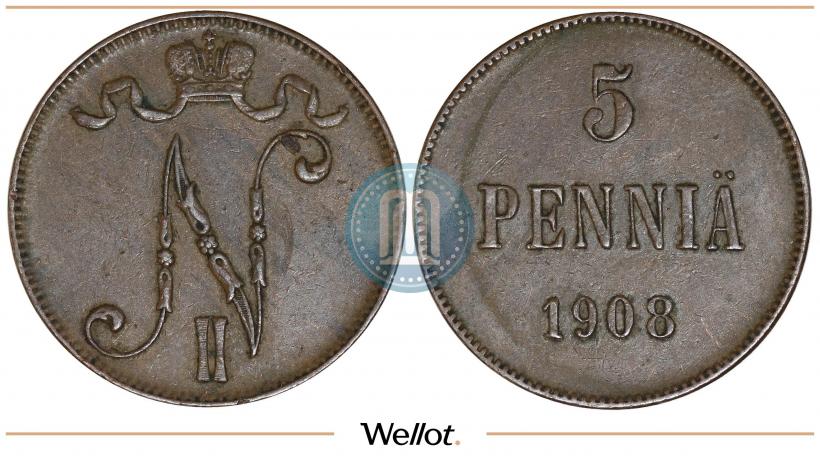 Фото 5 пенни 1908 года  