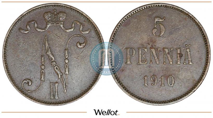 Picture 5 pennia 1910 year  