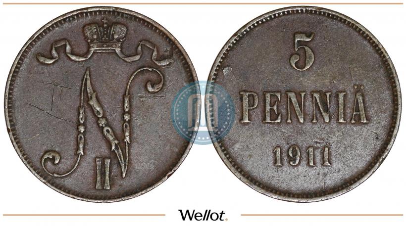 Фото 5 пенни 1911 года  