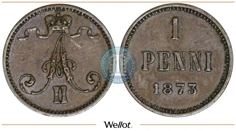 Фото 1 пенни 1873 года  