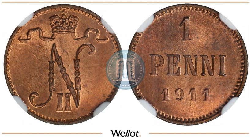 Фото 1 пенни 1911 года  