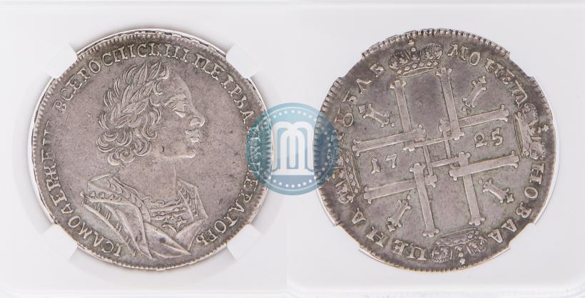 Фото 1 рубль 1725 года  "Портрет в античных доспехах"