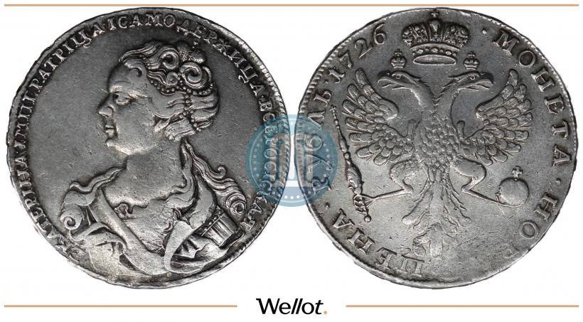 Фото 1 рубль 1726 года  "Московский тип, портрет влево"