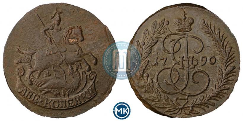 Picture 2 kopecks 1790 year ЕМ 