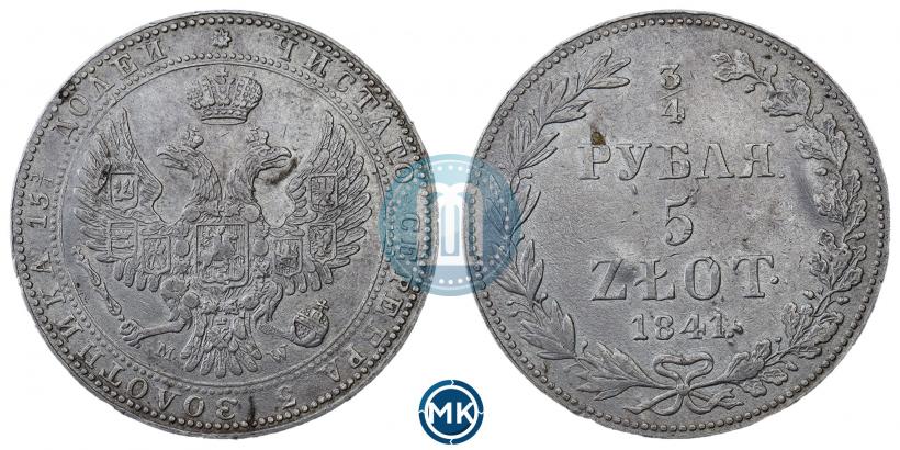 Picture 3/4 roubles - 5 złotych 1841 year MW 