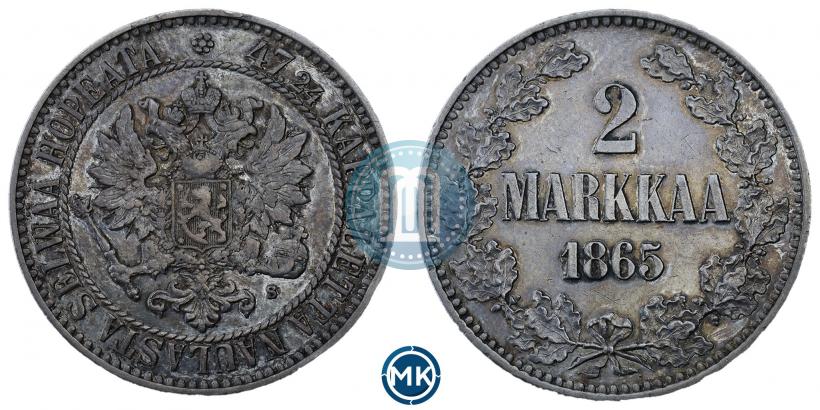 Picture 2 markkaa 1865 year S 