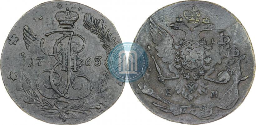 Фото 5 копеек 1763 года ЕМ 