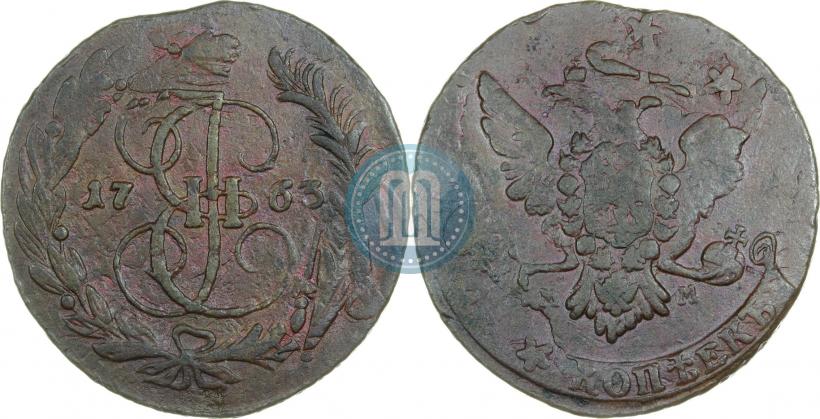 Фото 5 копеек 1763 года ММ 