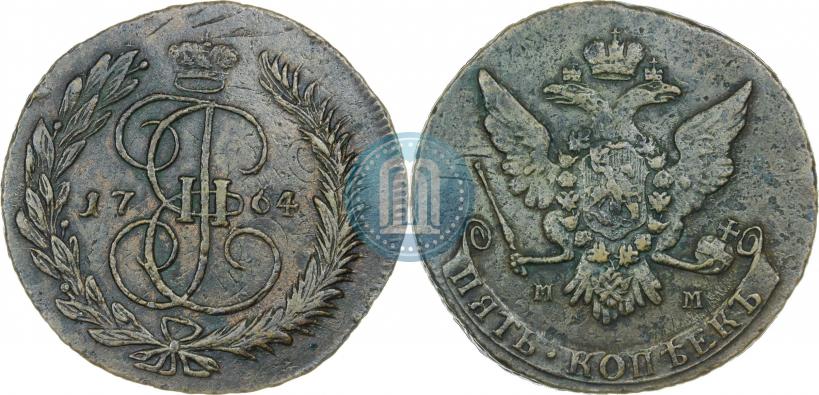 Фото 5 копеек 1764 года ММ 