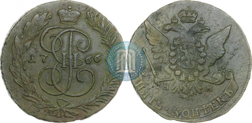 Фото 5 копеек 1766 года ММ 