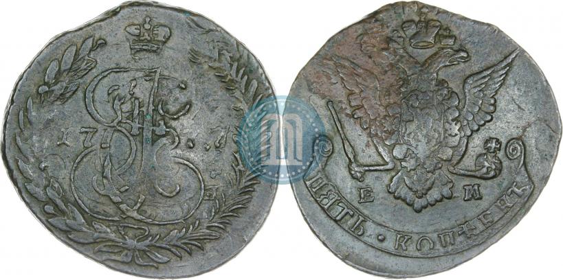 Фото 5 копеек 1777 года ЕМ 