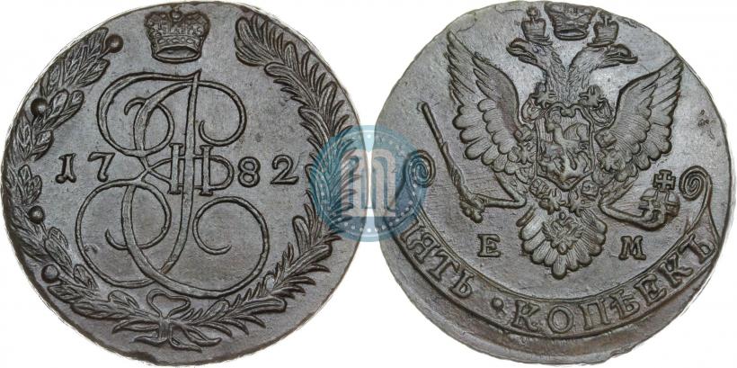 Фото 5 копеек 1782 года ЕМ 