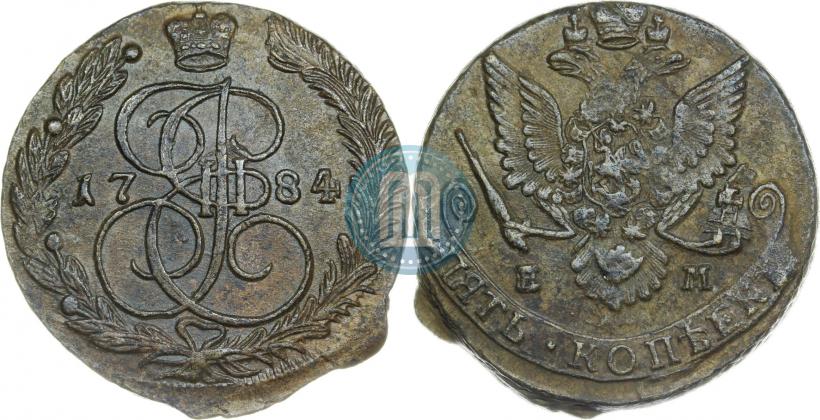 Фото 5 копеек 1784 года ЕМ 