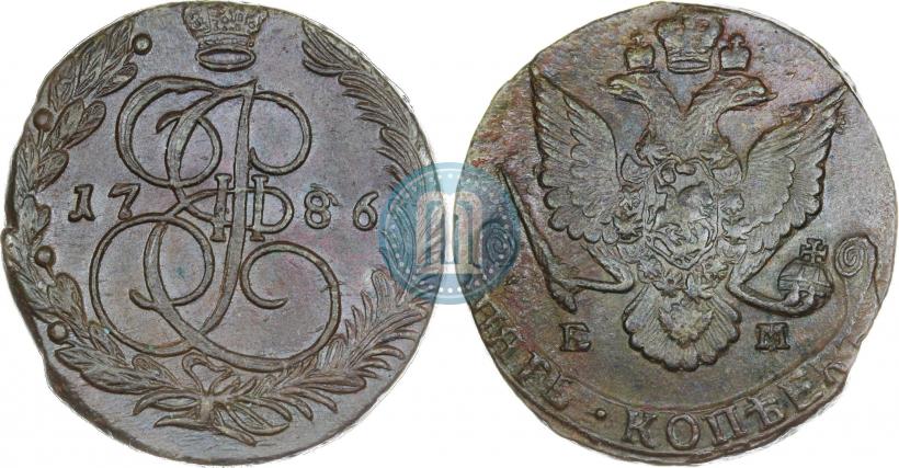 Фото 5 копеек 1786 года ЕМ 