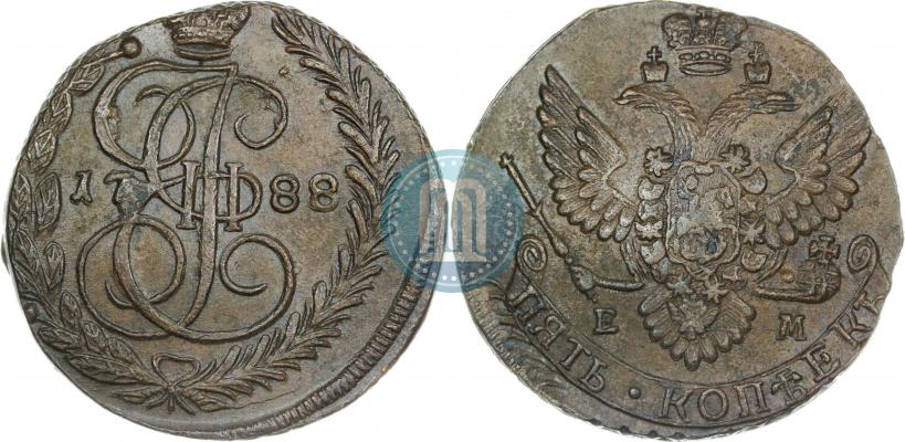 Picture 5 kopecks 1788 year ЕМ 