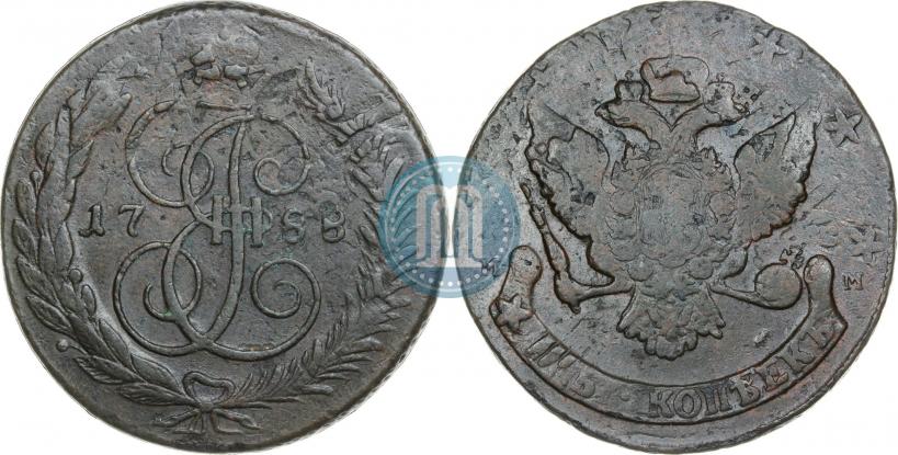 Фото 5 копеек 1788 года ММ 