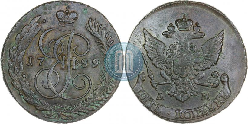 Picture 5 kopecks 1789 year АМ 