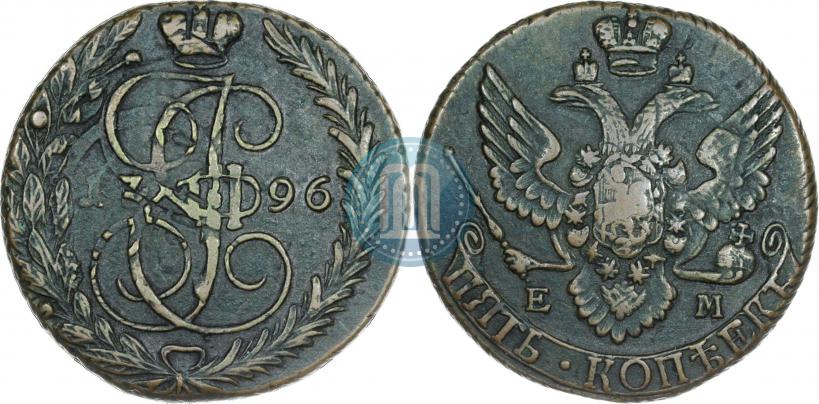 Picture 5 kopecks 1796 year ЕМ "Paul's restrike"