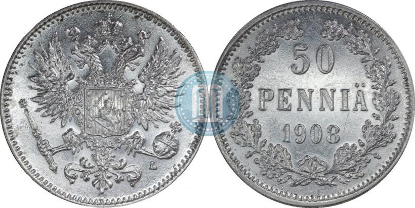 Фото 50 пенни 1908 года L 