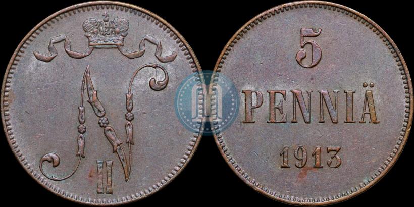 Фото 5 пенни 1913 года  