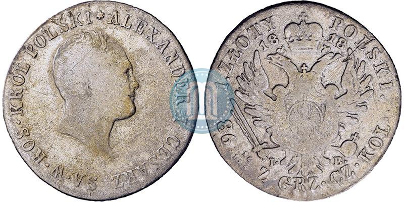Фото 1 злотый 1818 года IB 