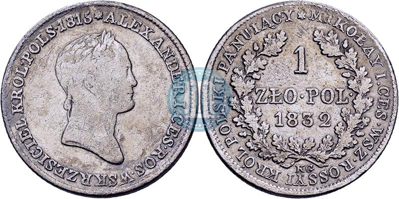 Фото 1 злотый 1832 года KG 