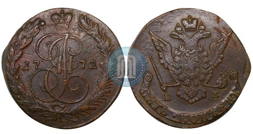 Picture 5 kopecks 1772 year ЕМ 