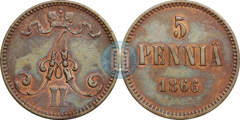 Фото 5 пенни 1866 года  