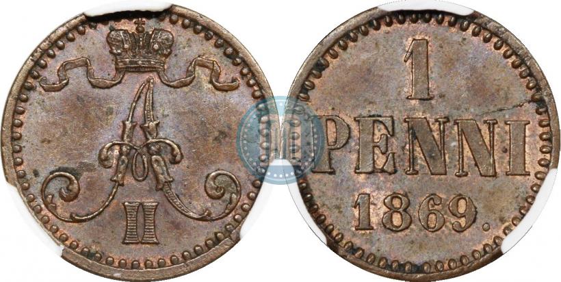 Фото 1 пенни 1869 года  
