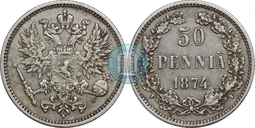 Фото 50 пенни 1874 года S 