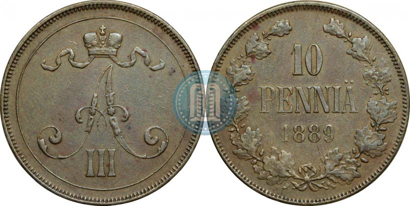 Фото 10 пенни 1889 года  